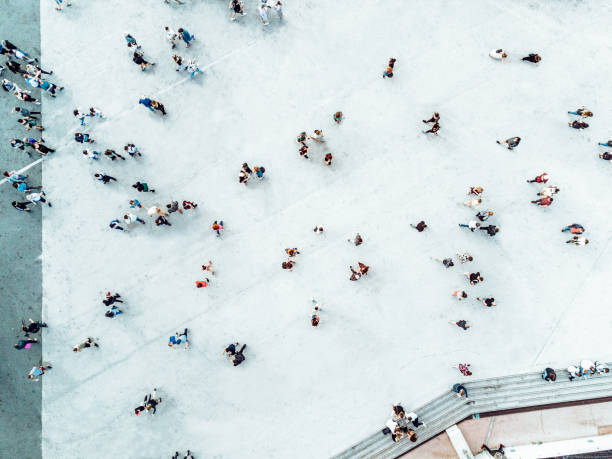 High Angle View Of People On Street