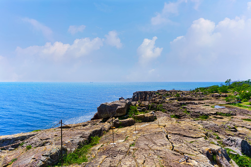 Beautiful scenery at Sandambeki Rock Cliff in Yoshino -kumano national park , Shirahama , Japan