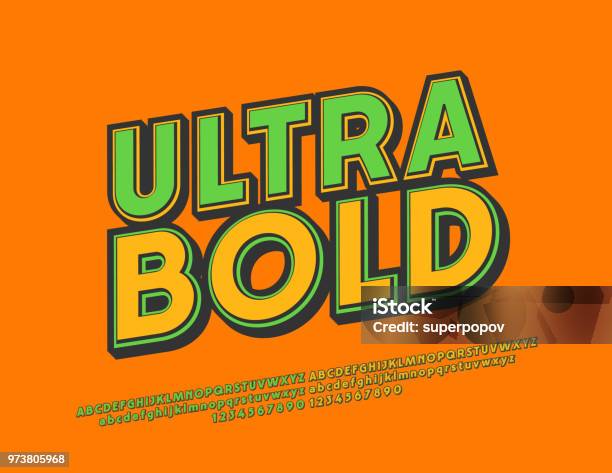 Vector Colorful Bold Font Stock Illustration - Download Image Now - Alphabet, Typescript, Stereoscopic Image