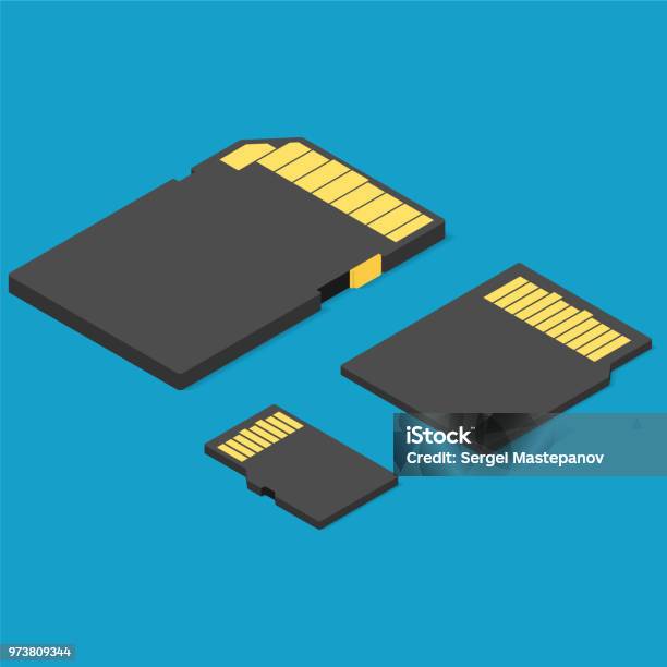 Square Shape Memory Card Memory Card Type Size Isometric Data Storage Vector Stock Illustration ...
