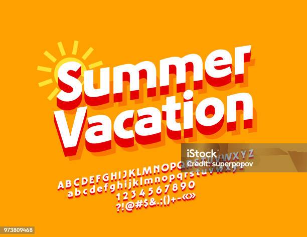 Vector Sunny Poster Summer Vacation Stock Illustration - Download Image Now - Typescript, Summer, Stereoscopic Image
