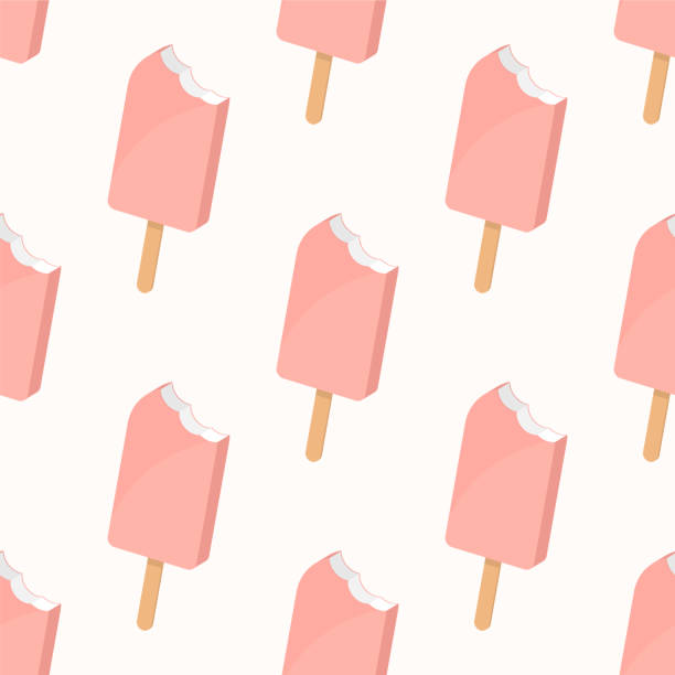 원활한 패턴 아이스크림, 얼음 롤리입니다. 벡터 배경 - wallpaper pattern raspberry pattern seamless stock illustrations