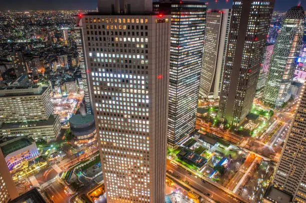 The skyline of Tokyo, Japan. Taken from the Tokyo Metropolitan Government Office in Shinjuku.