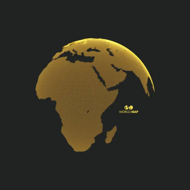 Vector illustration of Africa and Europe. Earth globe. Global business marketing concept. Dotted style. Design for education, science, web presentations.
