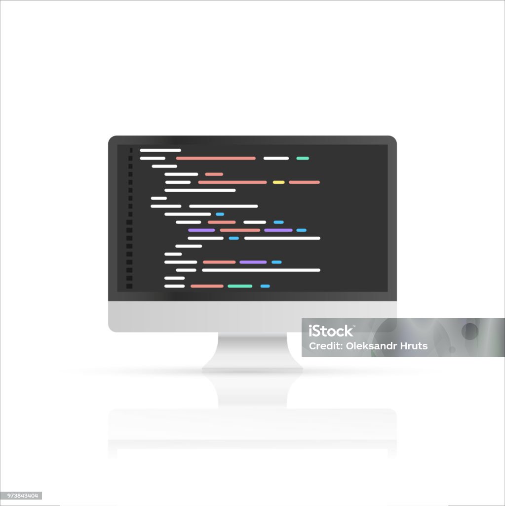 Person Programmer Working On Pc Pc With Program Code On Screen Coding ...