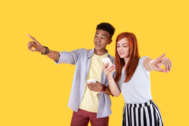 istock Cheerful positive people looking for the way 973854862