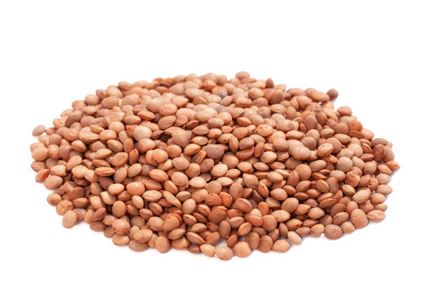 istock Heap of dry lentils isolated on white 973857698