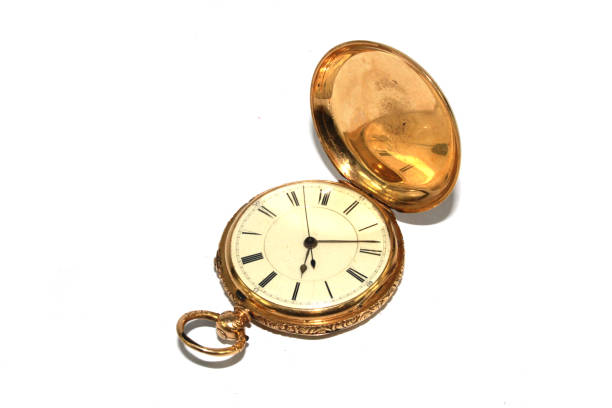 istock Gold Ornate Pocket Watch on White background 973881170