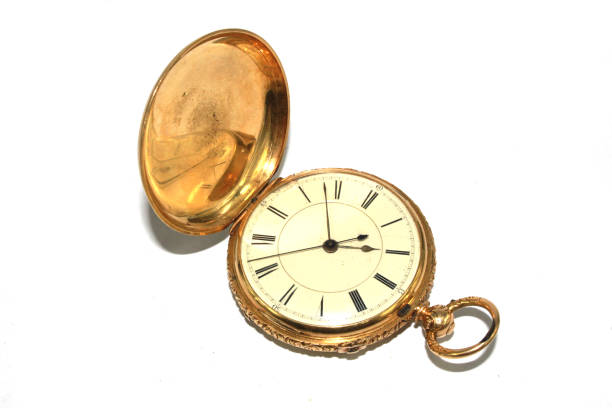 istock Gold Ornate Pocket Watch on White background 973881274
