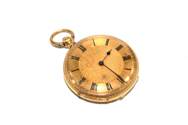 istock Gold Ornate Pocket Watch on White background 973881518
