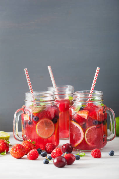 istock summer berry lemonade with lime and mint in mason jar 973924888