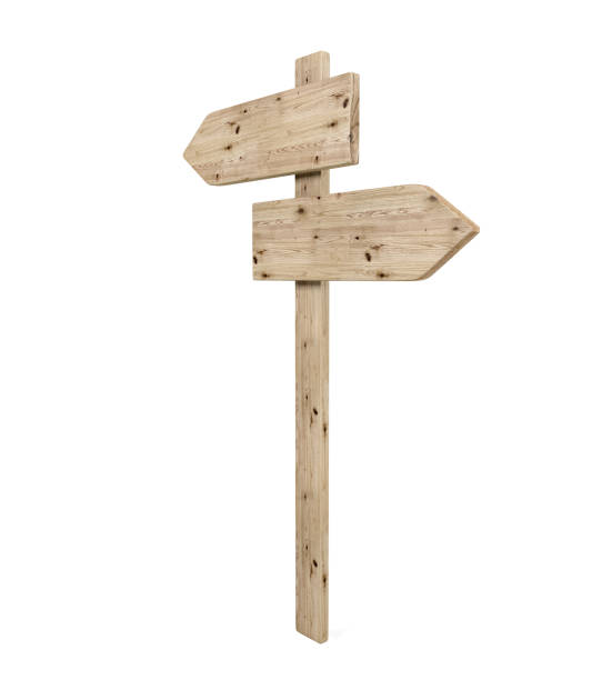 istock Blank Opposite Direction Wooden Arrow Sign, 3D Rendering 973938724