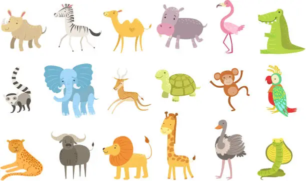 Vector illustration of African Animals Illustration Set
