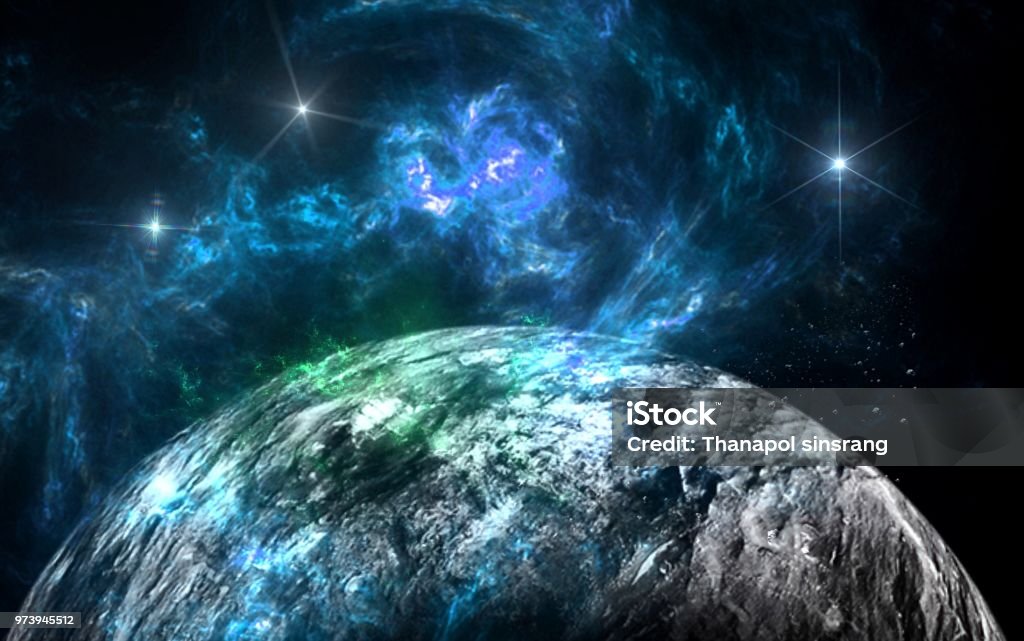 Planets and galaxies, science fiction wallpaper. Beauty of deep space. Billions of galaxies in the universe Cosmic art background 2015 Stock Photo