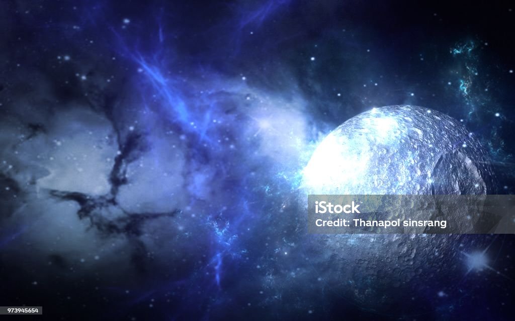 Planets and galaxies, science fiction wallpaper. Beauty of deep space. Billions of galaxies in the universe Cosmic art background 2015 Stock Photo