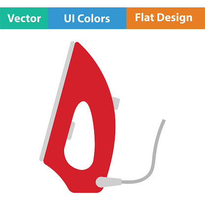 Steam iron icon. Flat color design. Vector illustration.