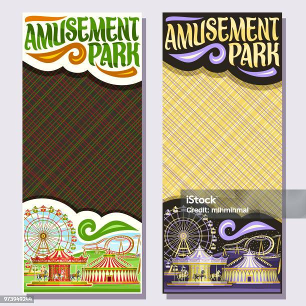 Vector Vertical Banners For Amusement Park Stock Illustration - Download Image Now - Flyer - Leaflet, Amusement Park, Day