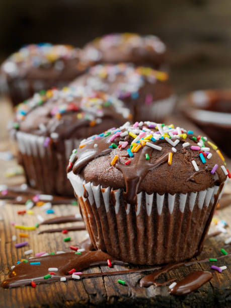 istock Chocolate Cupcakes with Fudge Icing and Sprinkles 973958206