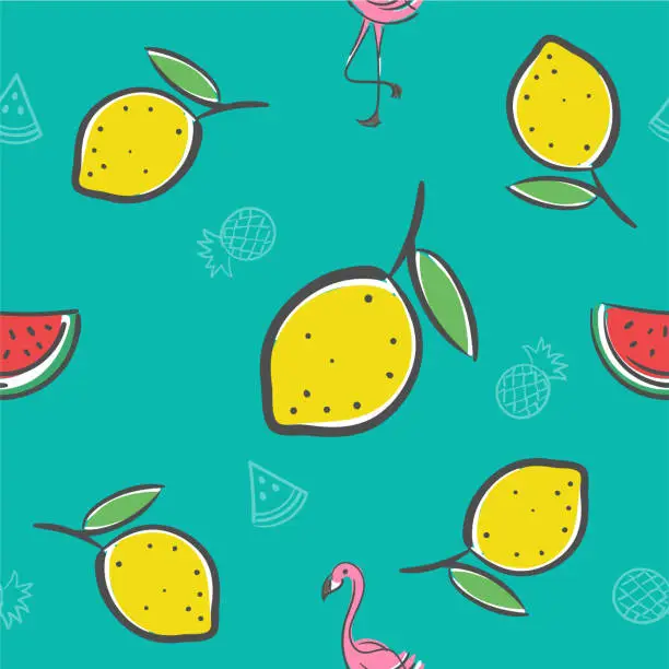 Vector illustration of fruits seamless pattern background vector format