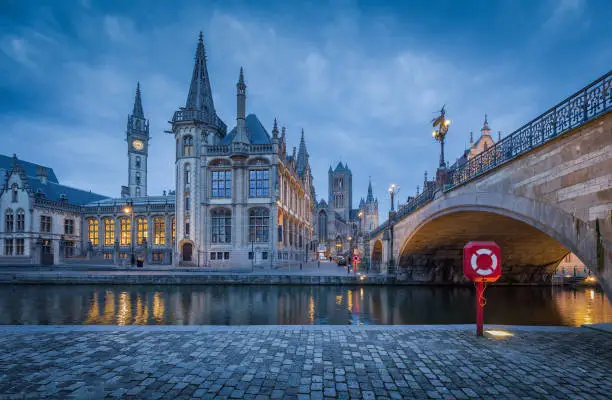 Photo of Twilight view of Ghent, Flanders, Belgium