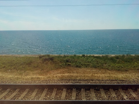 Sea view from the train window