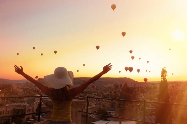 istock Embracing nature on sunset in Cappadocia 974015044