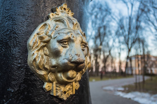 Lion sculpture in city park