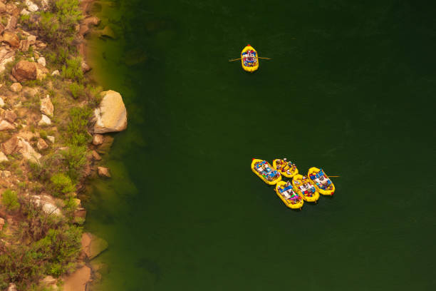rafting sur le fleuve colorado. - rafting white water rafting river colorado photos et images de collection