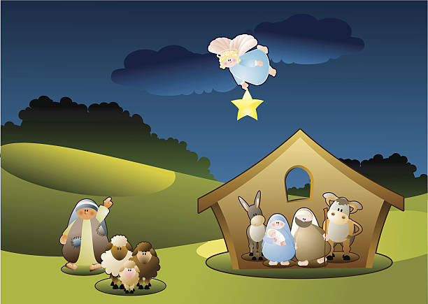Nativity scene vector art illustration