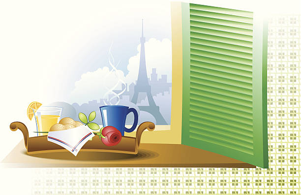 Room with a view vector art illustration