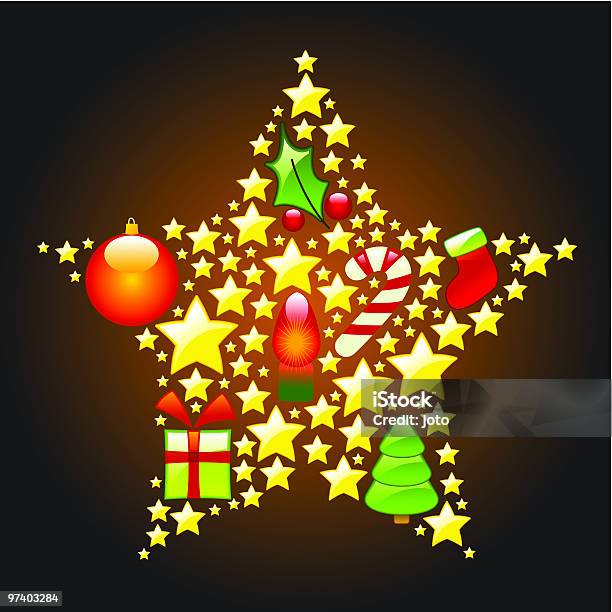 Starry Рождество — стоковая векторная графика и другие изображения на тему Ёлочная гирлянда - Ёлочная гирлянда, Ёлочные игрушки, Без людей