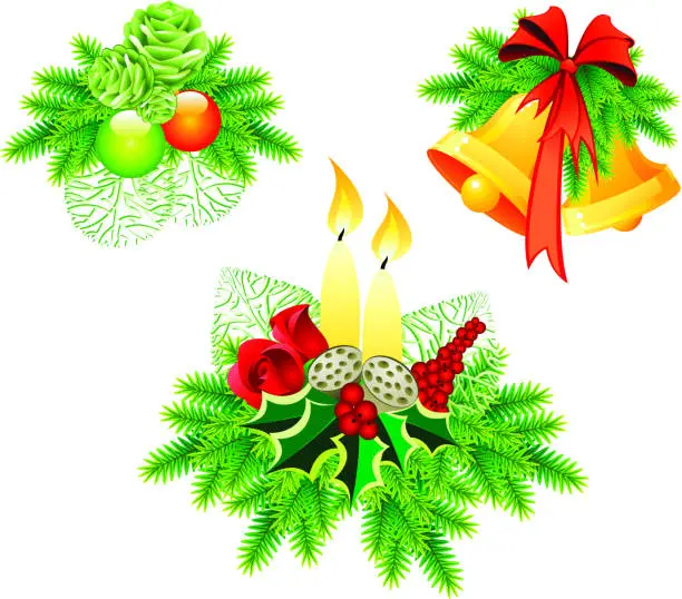 Vector illustration of Christmas florals