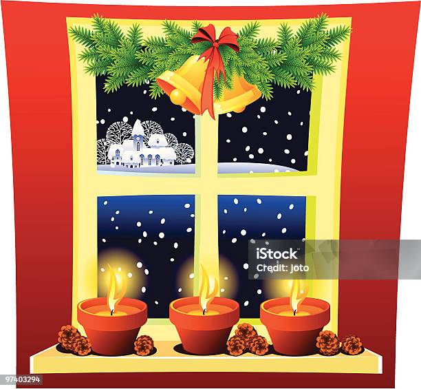 Christmas Window Stock Illustration - Download Image Now - Architecture, Bell, Built Structure