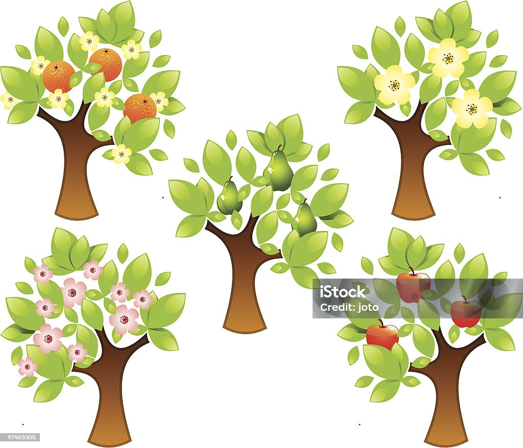Owocowy drzewa - Grafika wektorowa royalty-free (Jabłoń)