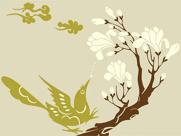 Vector illustration of Bird & Flower