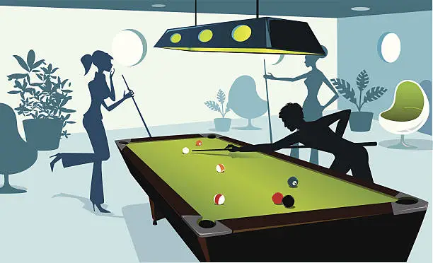 Vector illustration of Saturday Night at the Billiard Room
