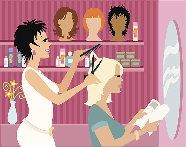 schönheits-salon - hairdresser human hair hairstyle hair care stock-grafiken, -clipart, -cartoons und -symbole