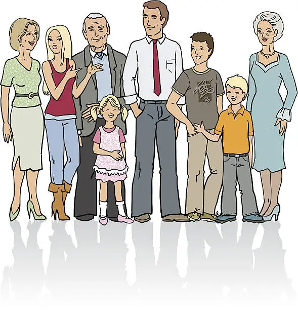 Vector illustration of Extended family