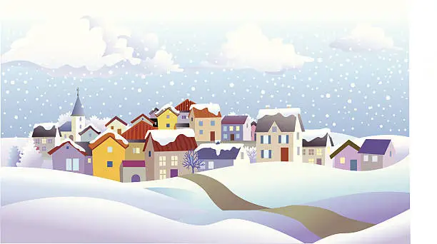 Vector illustration of Wintertime houses