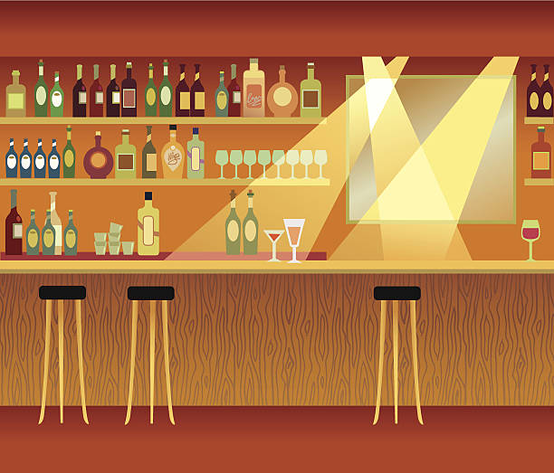 bar - bar stools obrazy stock illustrations