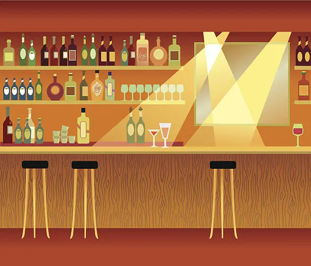 Vector illustration of An illustration of a bar with spot lights