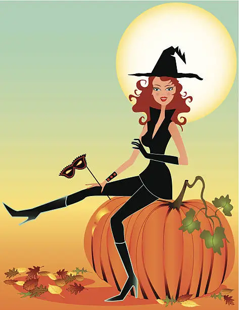 Vector illustration of Halloween Sorceress