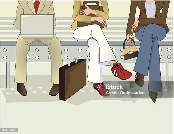 3 피플스 레그스 앉아 대합실 남자에 대한 스톡 벡터 아트 및 기타 이미지 - 남자, 잘 차려입은, 3 명