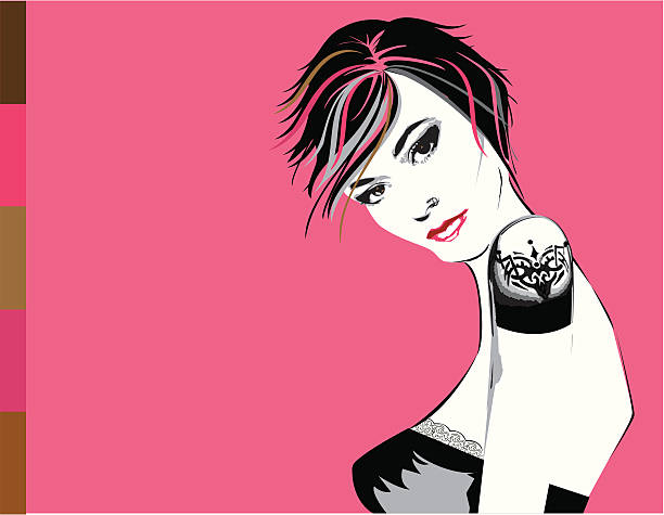 ilustrações, clipart, desenhos animados e ícones de o que você está procurando? - tattoo punk women pierced