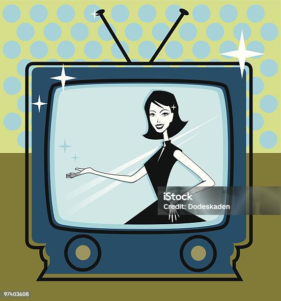 テレビ番組 - テレビのベクターアート素材や画像を多数ご用意 - テレビ, 女性一人, 斑点