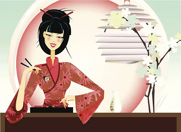 Vector illustration of Sushi Shop