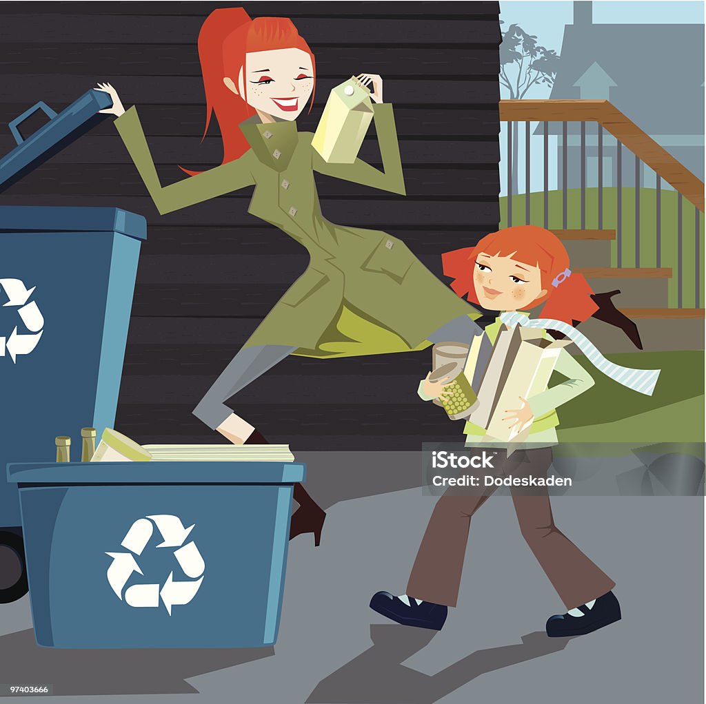 Go Green: Urban Recycling - Lizenzfrei Eltern Vektorgrafik