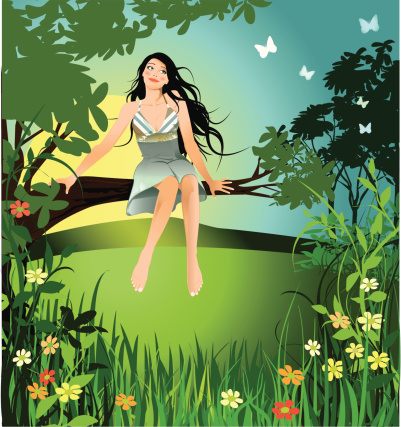 Illustration of a cute girl seated on a branch tree surrounded by nature and butterfly and just happy that spring finally arrived.

Illustration, 300 dpi, 11 x 12 inch
EPS, AI, AI-CS2 (vector), JPEG (High, medium and low resolution) included
