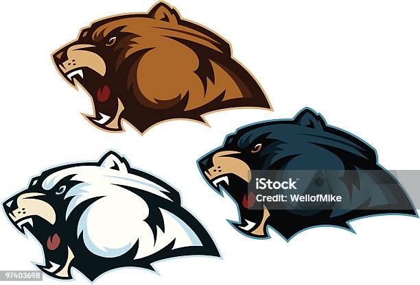 Bear Heads Stock Illustration - Download Image Now - Bear, Mascot, Anger