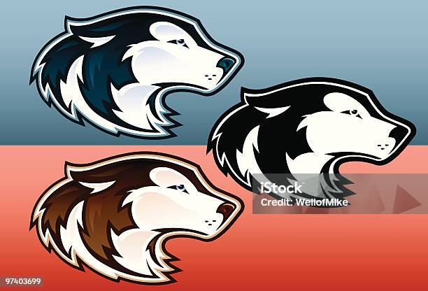 Ilustración de Cabezales Husky y más Vectores Libres de Derechos de Mascota famosa - Mascota famosa, Perro Husky, Trineo con perros
